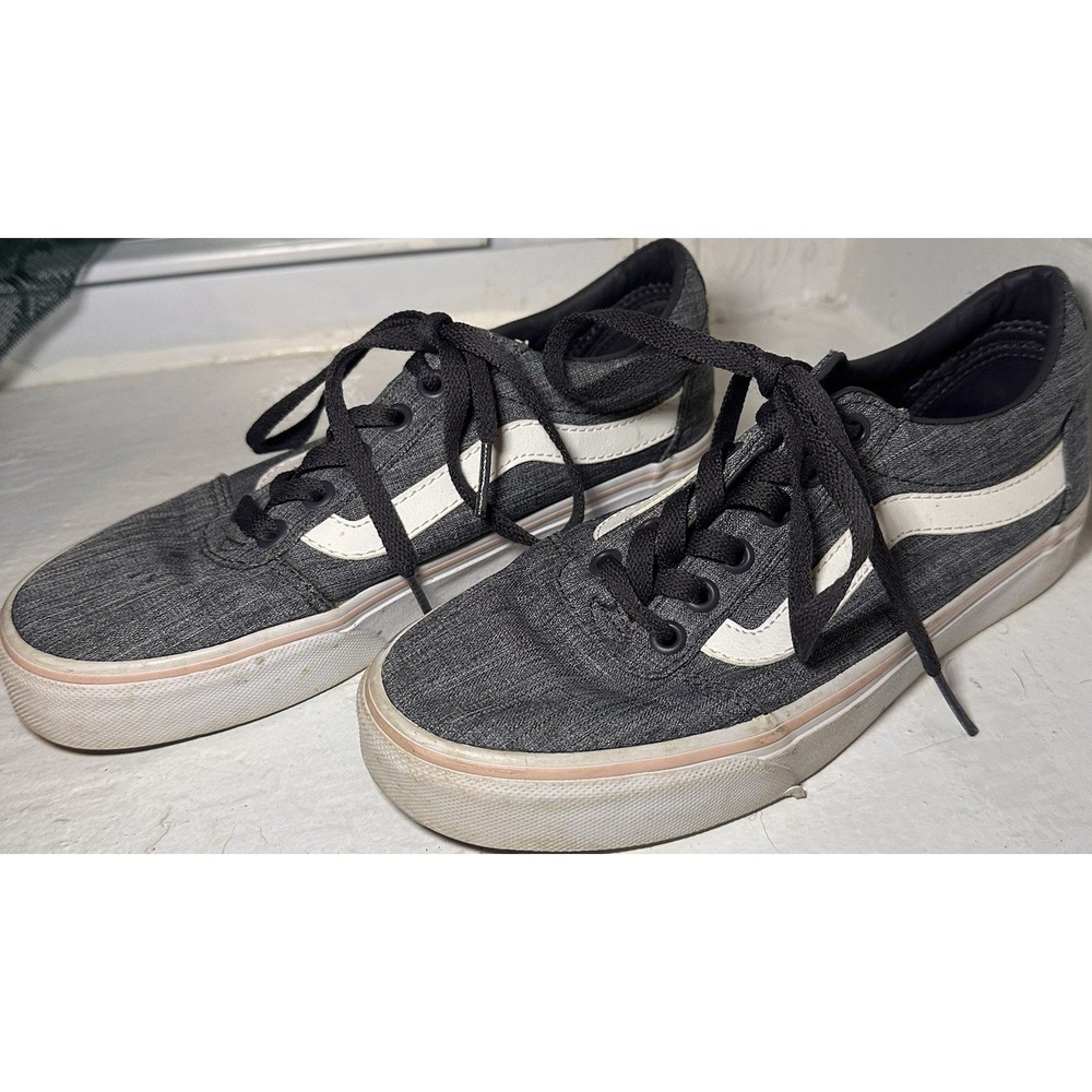 VANS Off The Wall Men's Gray/White Canvas Lace-Up Sneakers US 7.5